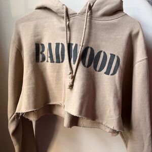 Badwood Tan Cropped Hoodie
